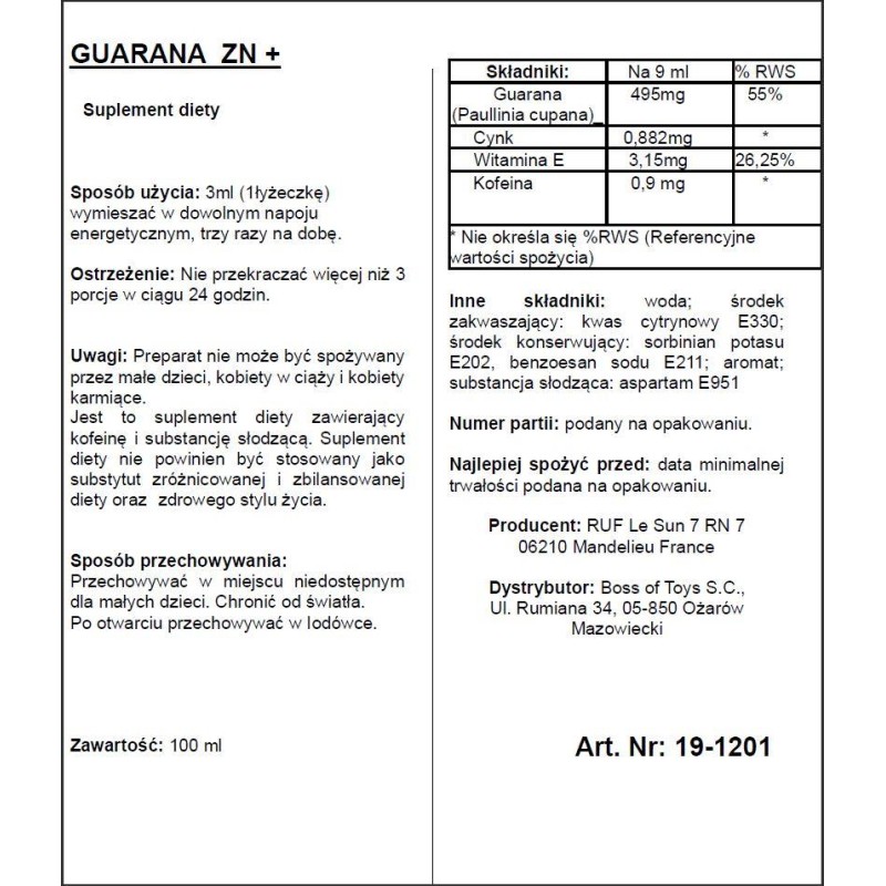 Guarana silny ekstrakt na energię podniecenie sex